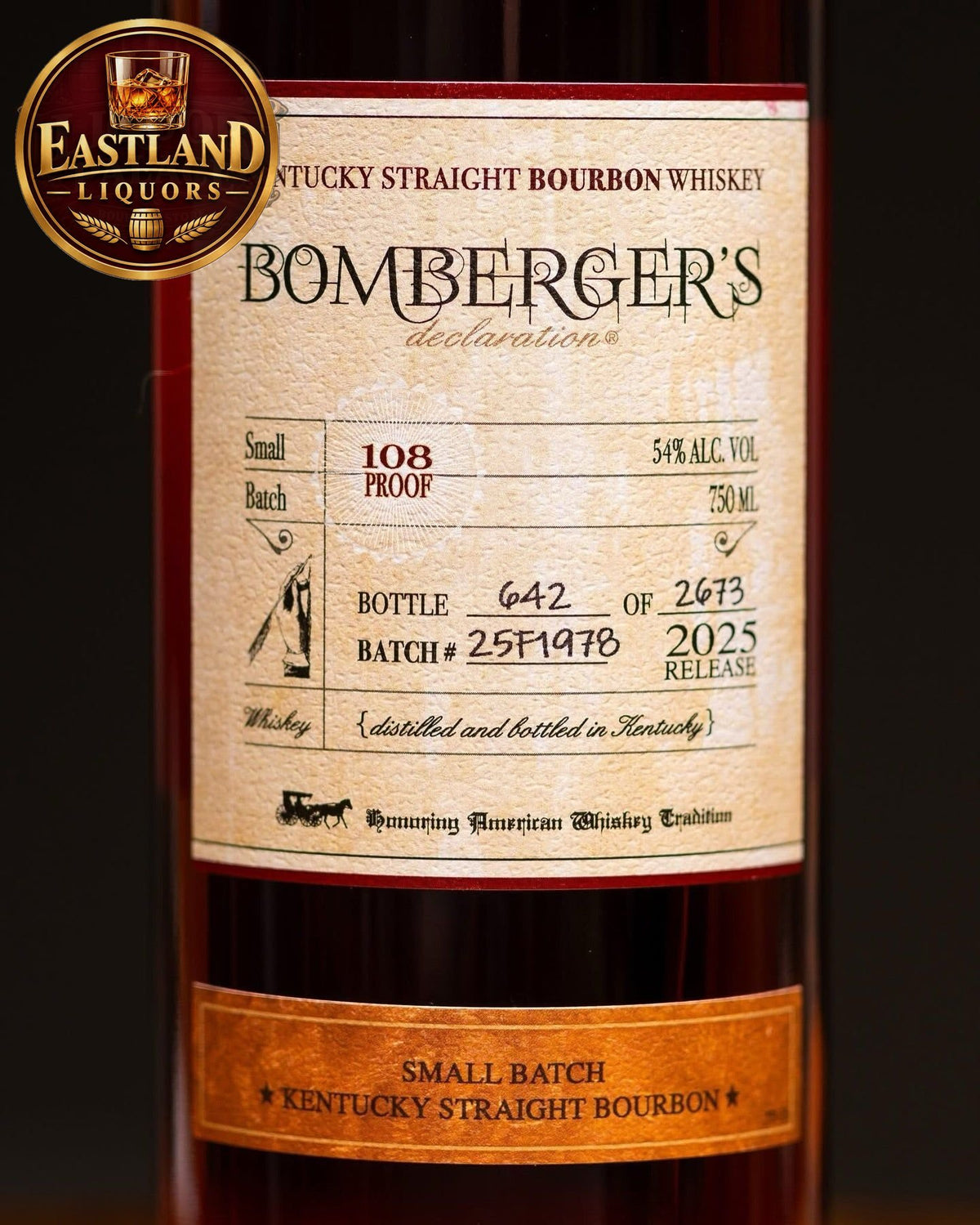 Bomberger’s Declaration 2025 Release – 54% ABV (108 Proof)