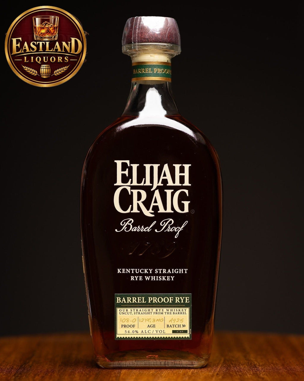 Elijah Craig Barrel Proof Rye Whiskey – 54% ABV (108.0 Proof)